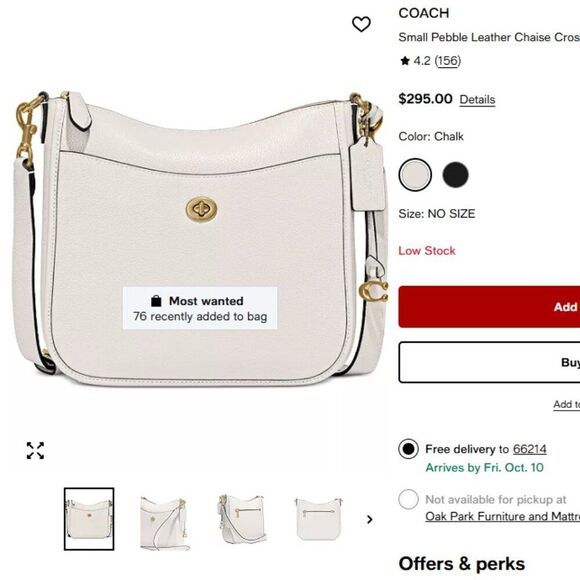 Coach Leather Crossbody Bag FREE SHIPPING TODAY 10/9 Chaise Purse White Brass - Picture 1 of 11
